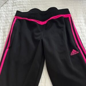 Adidas Women’s Sweatpants Black with Vibrant Pink Stripes